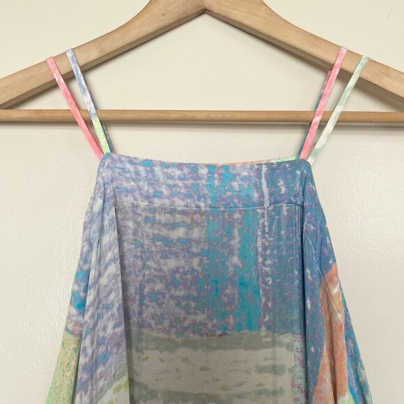 Anthropologie Lilka Annette Pastel Watercolor Patchwork Trapeze Maxi Midi Dress - Picture 5 of 10